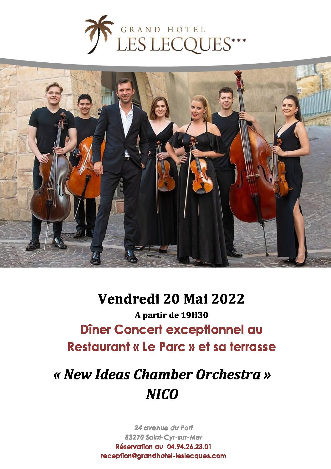 Dîner Concert exceptionnel le Vendredi 20 Mai 2022